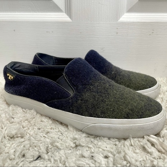 Tory Burch Rudi Ombré Wool Tweed Slip On Sneakers 8 - Picture 1 of 6